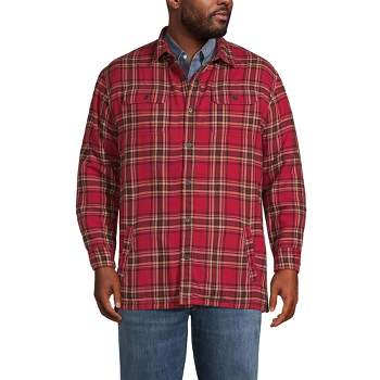 Lands' End Men's Traditional Fit High Pile Fleece Lined Flannel Shirt Jacket
