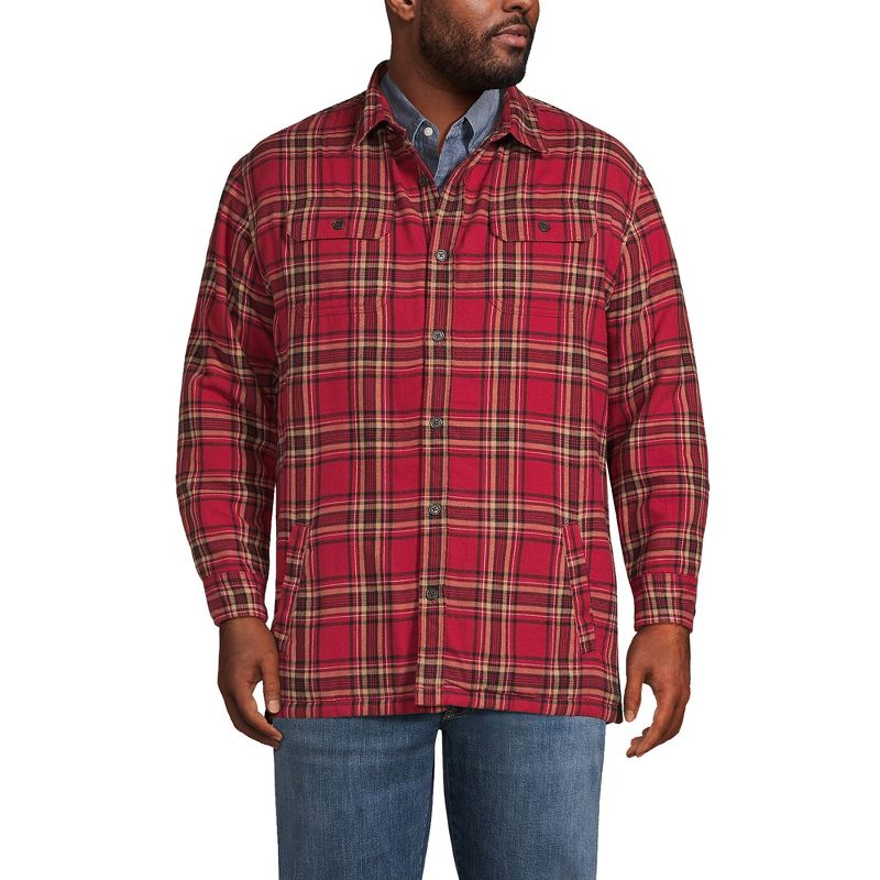 Lands' End Men's Traditional Fit High Pile Fleece Lined Flannel Shirt Jacket, 1 of 7