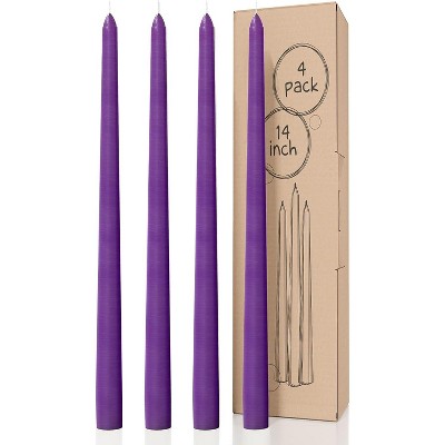 14 inch Taper Candles Set of 4 - Tall Candles for Home, Ideal as Wedding Candles and Dinner Candles Unscented - Smokeless and Dripless Taper Candles