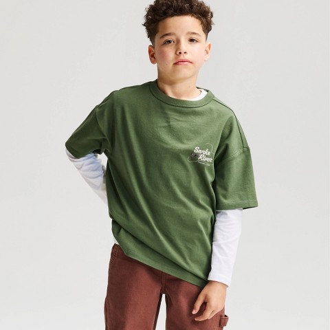 Детские футболки Cat & Jack Boys' Short Sleeve 100% Cotton Fish Oversized Graphic T-Shirt - Cat & Jack™ Moss Green L