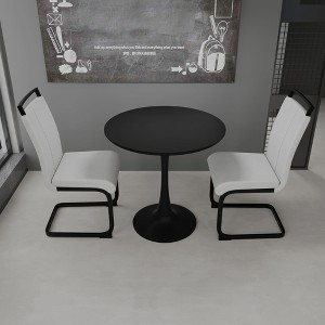 NicBex Round Dining Table for 4 Modern Kitchen Table Chairs Set with Pedestal Base and 2 PU Chairs for Dining Rooms - 1 of 4