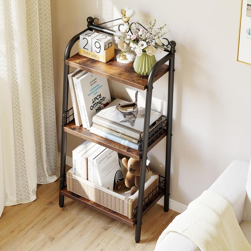 Whizmax 3 Tier Bookshelf, Metal Standing Book Shelves Display Book Rack for Living Room Bedroom Home Office, 2 of 9