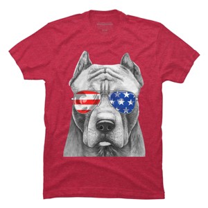 Men's Design By Humans American Pitbull With Sunglasses By T-Shirt - 1 of 2
