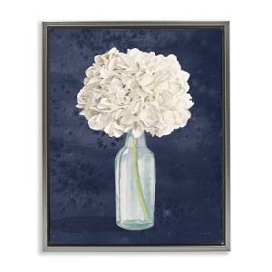 Stupell Industries White Floral Bouquet over Blue Floating Frame Canvas Art - 1 of 4