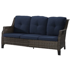 YARDSIGHT Outdoor Wicker 3-Seater Sofa, All-Weather Rattan Patio Couch with Thick Cushions for Garden, Porch, Balcony, Backyard - 1 of 4