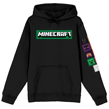 Minecraft Pixel Art and Logo Adult Black Graphic Adult Hoodie