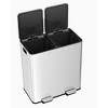 16 Gal Kitchen Trash Can,2×8 Gal Pedal Trash Bin with Removable Baskets,Stainless Steel Garbage Can for Kitchen, Office, Restaurant - 4 of 4