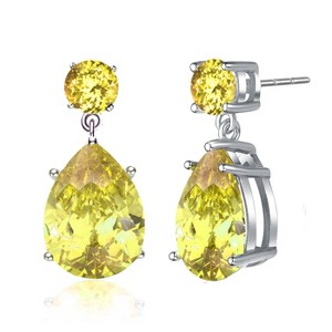 Guili Sterling Silver White Gold Plated Drop Earrings with Colored Cubic Zirconia Accents, A Chic and Elegant Addition to Any Jewelry Collection - 1 of 3