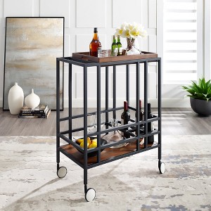 Inspired Home Ron Bar Cart Serving Tray with Caster Frame - 1 of 4