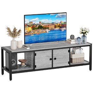 TV Stand for TV up to 58 Inches, TV Cabinet W/2 Closed Storage Spaces & Open Compartments, TV Console Unit for Living Room, Entertainment Room - 1 of 4