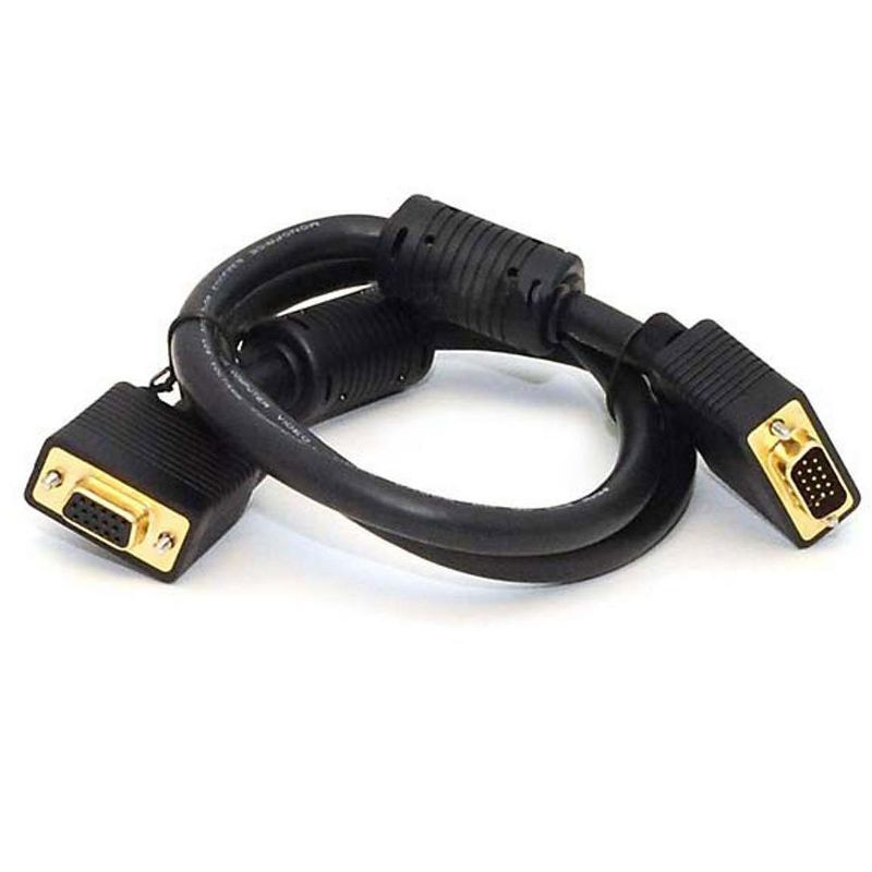Monoprice Monitor Cable - 3 Feet - Black | Super VGA Male to Female with Ferrites Gold Plated, 1 of 4