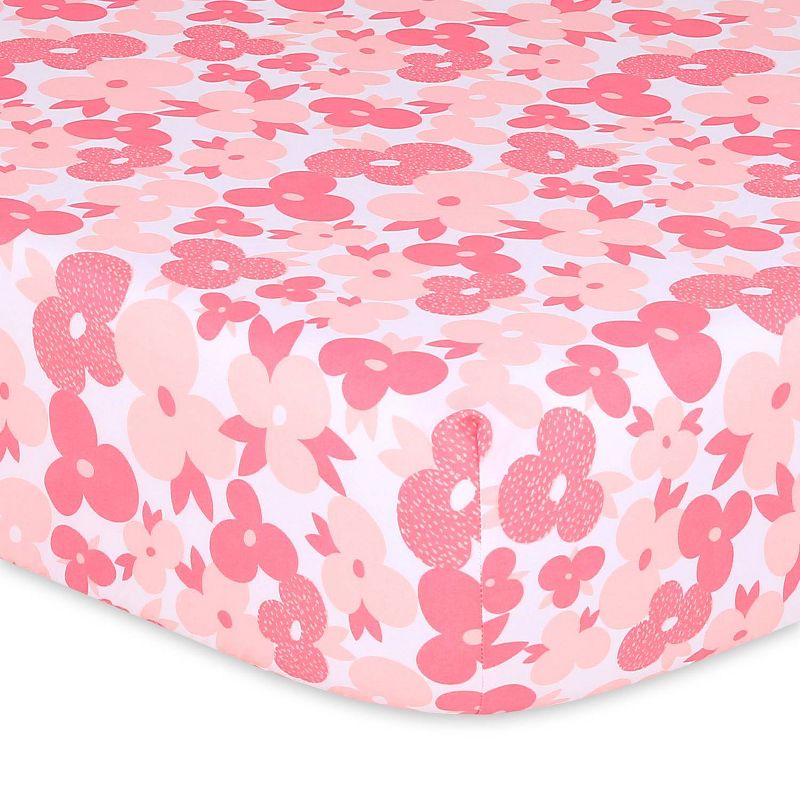 The Peanutshell Fitted Crib Sheets - Pink Floral Punch - 4pk, 3 of 14