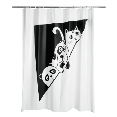 Glow in the Dark Peek-A-Boo PEVA Shower Curtain Black/White - Allure Home Creations
