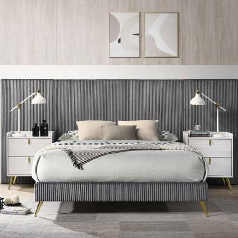 117.91&#34; Queen Bed Muilee Bed Gray Fabric - Acme Furniture, 1 of 9
