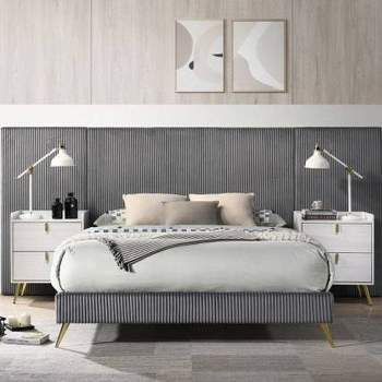 117.91" Queen Bed Muilee Bed Gray Fabric - Acme Furniture