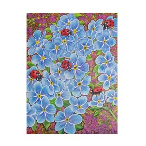 Canvas Wall Art - Sofya Mikeworth 'Ladybugs And Forget-Me-Not Flowers' Wall Art for Living Room, Bedroom, or Office Décor by Trademark Fine Art - 14 x - 1 of 4