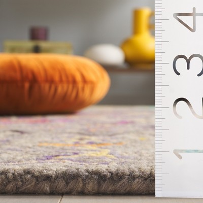 Blossom Gray Wool Handmade 6' x 6' Square Area Rug