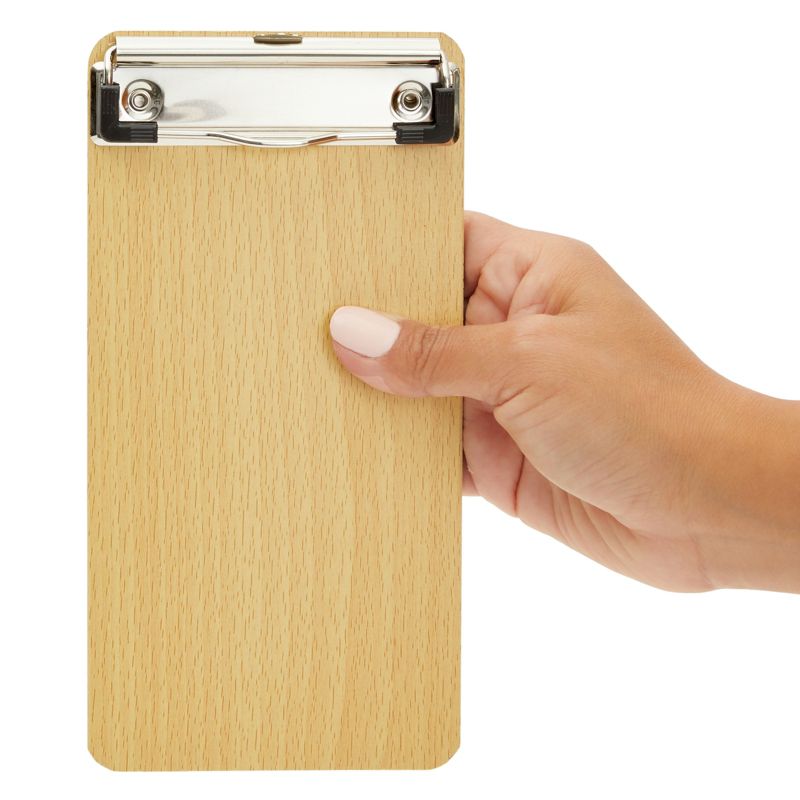 Juvale 12 Pack Mini Wooden Clipboards with Low Profile Clip, 4x8 Wood Clip Boards for Pocket Sized Notepads, Restaurant Receipt, 5 of 9