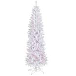 Northlight 6.5' Pre-Lit Woodbury White Pine Pencil Artificial Christmas Tree, Pink Lights
