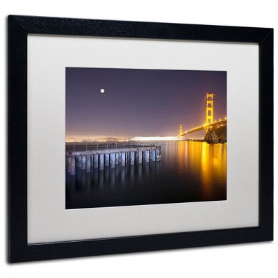 Trademark Fine Art -Moises Levy 'Golden Gate Pier and Stars' Matted Framed Art