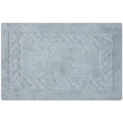 Knightsbridge Chain Bath Rug Cotton Non Skid Back, Light Blue