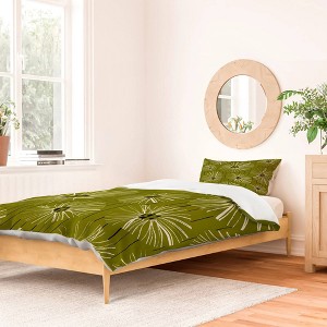 Deny Designs Ayeyokp Retro Daisies Musk Green Twin/Twin XL Duvet and Sham Set (2-3pc Set) - 1 of 4