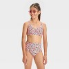 Girls' Floral Printed Bikini Swim Top - art class™ Black - 3 of 3