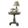 Round Side Table by Rene, featuring a Wooden Pedestal Base, Classic and Sturdy Design - 2 of 4