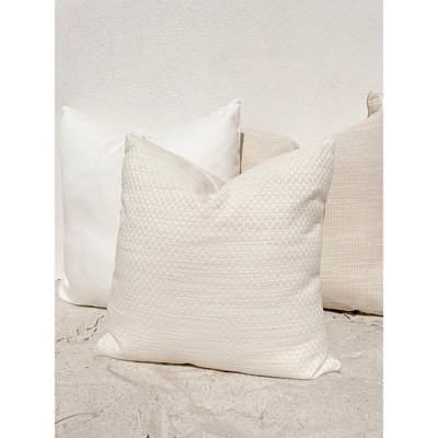 Coastal Breeze Beige Woven Indoor Outdoor Pillow 20x20
