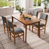 SEVOBAL Dining Tables 47 inch Mid Century Modern Dining Table with Rubberwood Legs Space Saving Design for Kitchen, Brown, 47.3"*29.6"*29.1" - 2 of 4