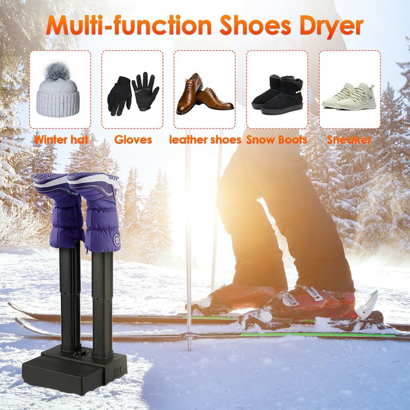 Costway 2-Shoe Electric Shoe Dryer Warmer Portable Adjustable Boots Socks Gloves W/Timer, 5 of 7
