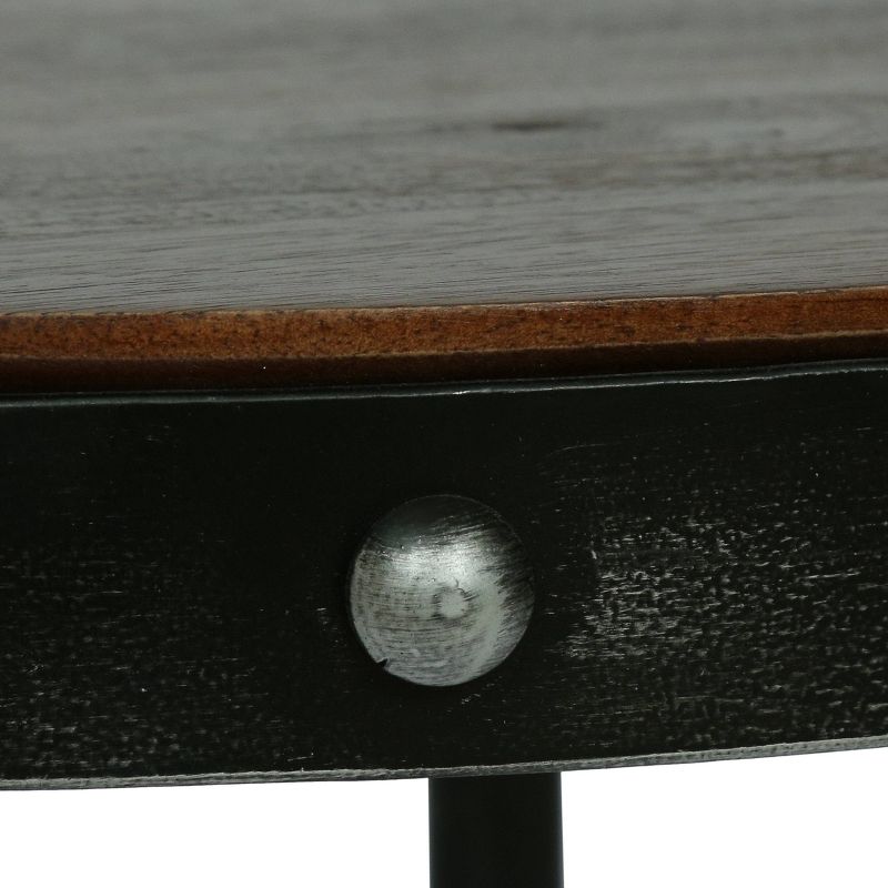 Rivet Modern Industrial Handcrafted Round Mango Wood Side Table Brown/Antique Gunmetal - Christopher Knight Home, 6 of 10