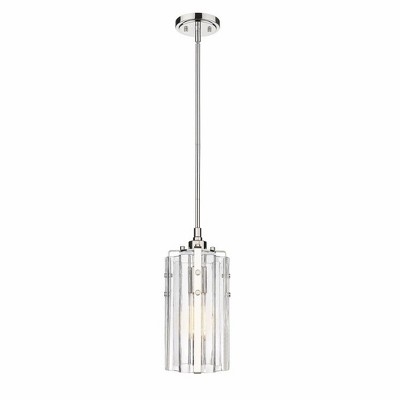 Polished Nickel 12" Mini Pendant with Glass Shade
