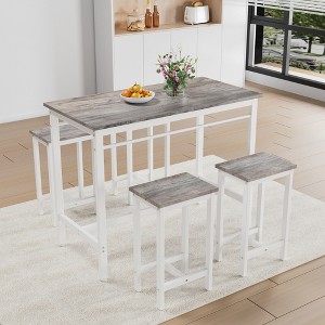 5-Piece Dining Set with Four Bar Stools, Metal Frame and MDF Board - 1 of 4