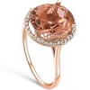 Pompeii3 5 1/2 Ct TW Halo Diamond & Oval 10x12 Morganite Ring 14k Rose Gold - 3 of 4