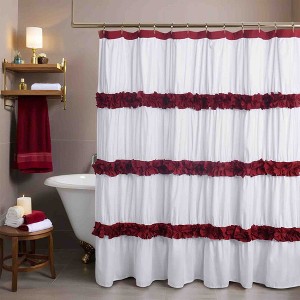 BAGOKIE 72"x72" Waterfall Ruffle Shower Curtain, Pack of 1 - 1 of 4