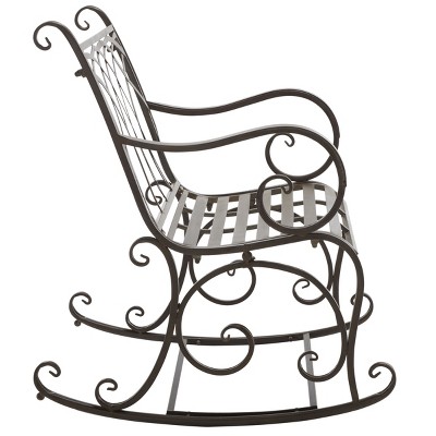 Medrano Rustic Brown Iron Frame Outdoor Rocking Chair
