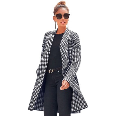 Women's Long Houndstooth Coat - LASCANA