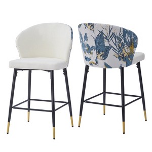 TiramisuBest 26" Bar Stools Set of 2, 180° Swivel Upholstered Barstools with Backs and Metal Legs, Bar Stools for Kitchen Island, Cafe - 1 of 4
