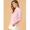 Allegra K Women's Polka Dots Contrast Peter Pan Collar 3/4 Sleeves Blouse - 4 of 4