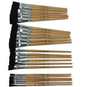 School Smart Black Bristle Paint Brushes, Short Handle, Assorted Sizes, Set of 24 - 1 of 4