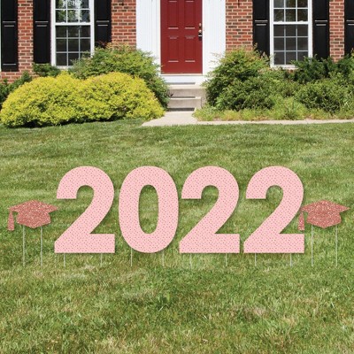 Big Dot of Happiness Rose Gold Grad - 2022 Yard Sign Outdoor Lawn Decorations - Graduation Party Yard Signs - 2022