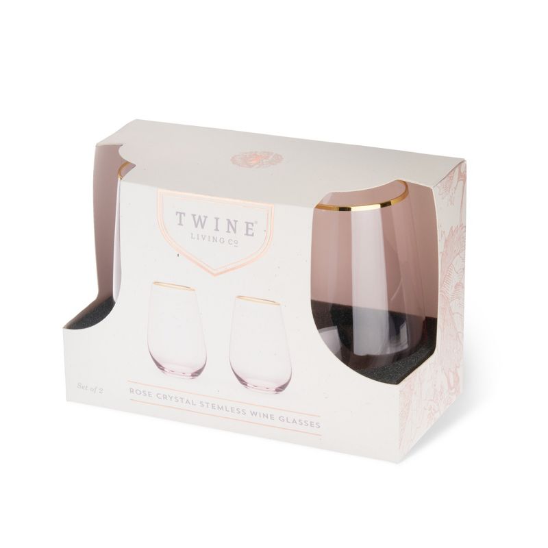 Twine Rose Wine Glasses, Gold Rimmed, Set of 2, 6 of 8