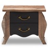 Baxton Studio Romilly Country Cottage Farmhouse Oak Finished Wood 2 Drawer Nightstand Black/Brown: Bedside Storage Table with Anti-Tip Hardware - 3 of 4