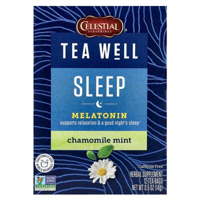 Celestial Seasonings, Tea Well, Sleep, Chamomile Mint, Caffeine Free, 12 Tea Bags, 0.5 oz