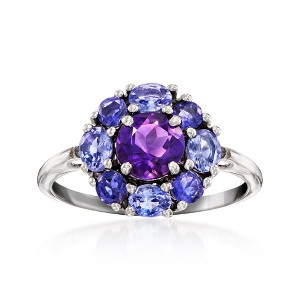 Ross-Simons 0.60 Carat Amethyst, .50 ct. t.w. Tanzanite and .40 ct. t.w. Iolite Ring With Diamonds in 14kt White Gold - 1 of 4