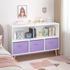 APRILSOUL Kids bookcase with Collapsible Fabric Drawers, Children's Book Display, Toy Storage Cabinet Organizer, WhitePurple - 3 of 4