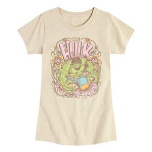 Girls' - Marvel - Hulk Floral Fitted Short Sleeve Graphic T-Shirt - 1 of 4