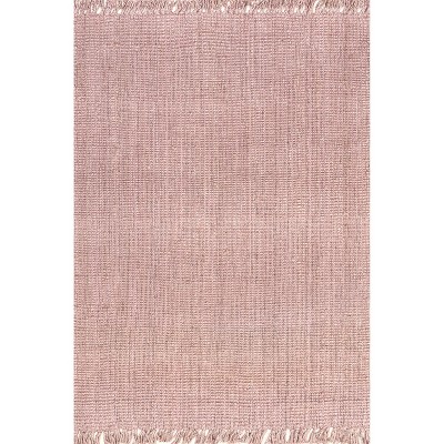 Image of nuLOOM Daniela Farmhouse Chunky Jute Area Rug 8x10, Baby Pink