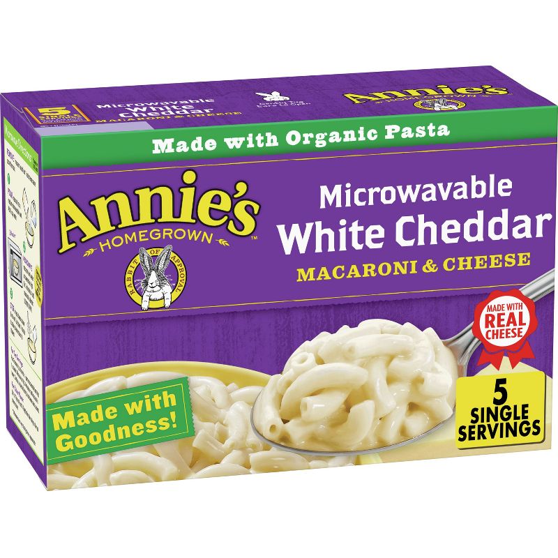 Annie&#39;s Microwavable White Cheddar Macaroni &#38; Cheese Packets - 10.7oz/5pk, 1 of 12